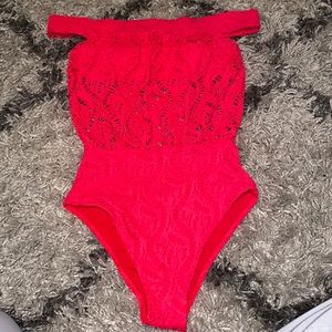 Mesh Off the Shoulder One Piece Bikini